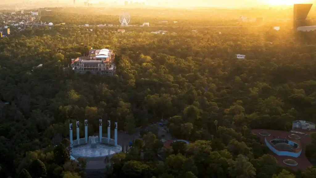 Vista aérea del Bosque de Chapultepec.