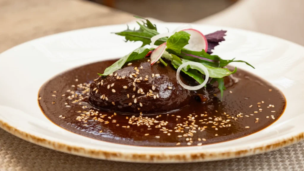 Plato de mole poblano de Salón Mezcalli.